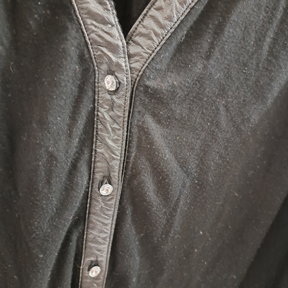 INC Black Faux Leather Trim with Faux Diamond Buttons Size 2X **READ** - Picture 5 of 6
